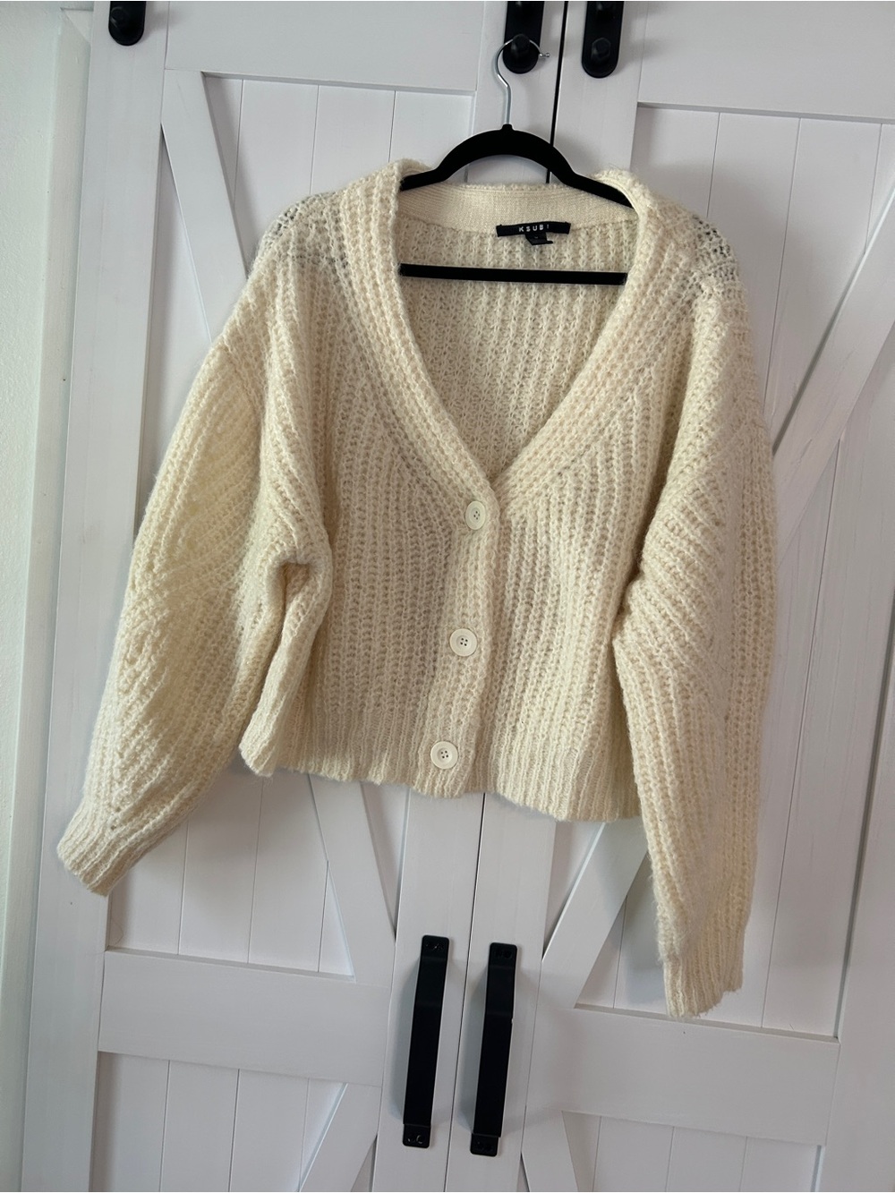 Ksubi Cream Textured Cable Knit Sweater